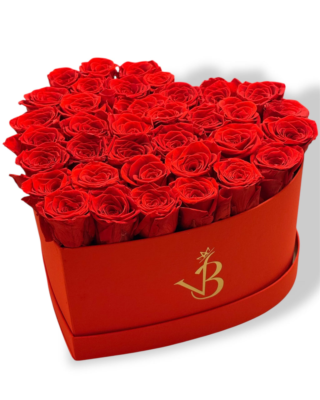 Coffret en forme de cœur avec roses rouges – Disponible en 3 tailles